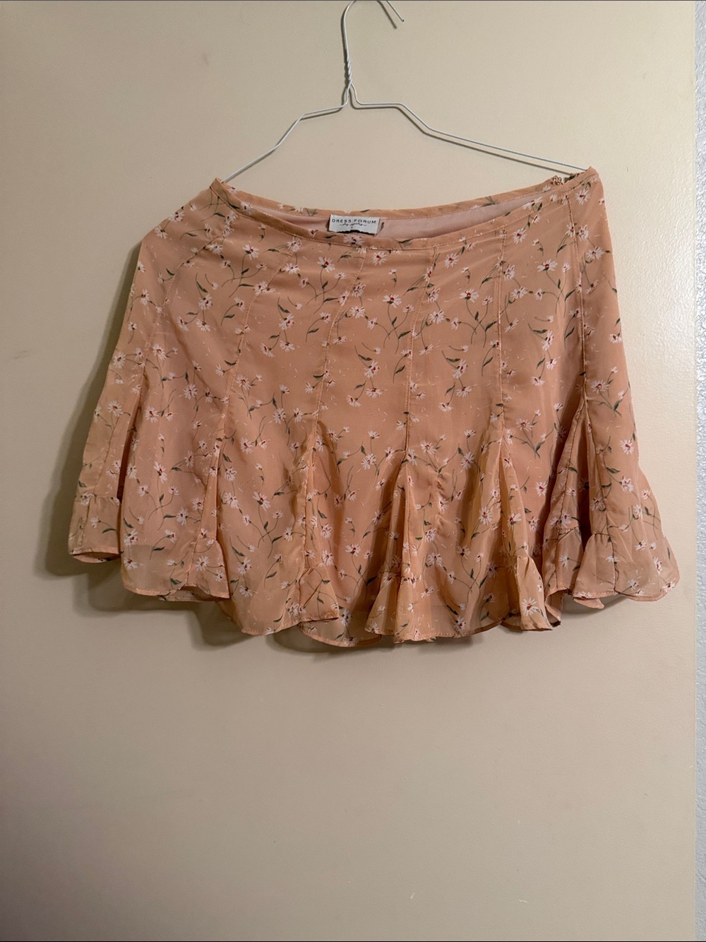Dress Forum Peach Floral Ruffled Circle Skirt